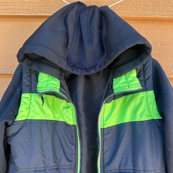 Pacific Trail Boys Hooded Puffer Jacket Black & Green Size S 8 Insulated Warm Co - Picture 5 of 10